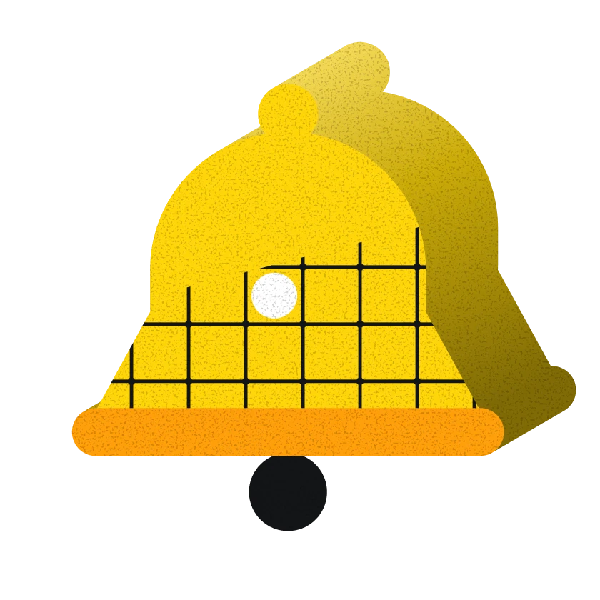 A yellow bell with a lattice band.